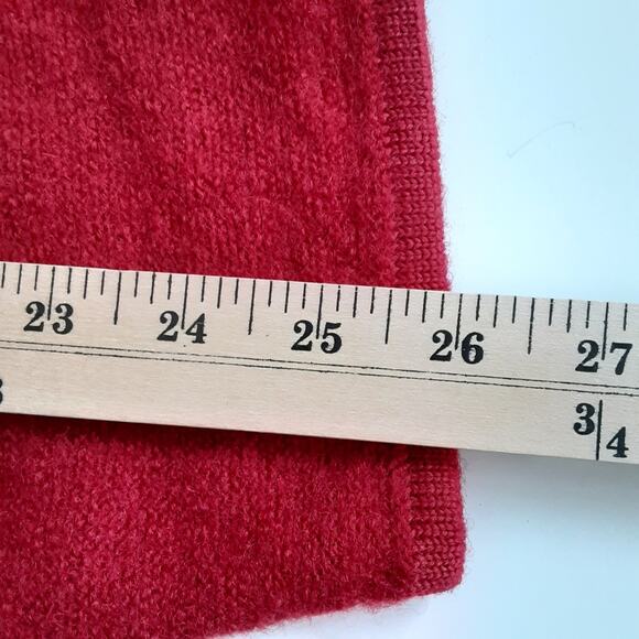 Vintage 100% Wool Red Cardigan Sweater Button Front Ornate Embroidery Holiday XL - Picture 14 of 14